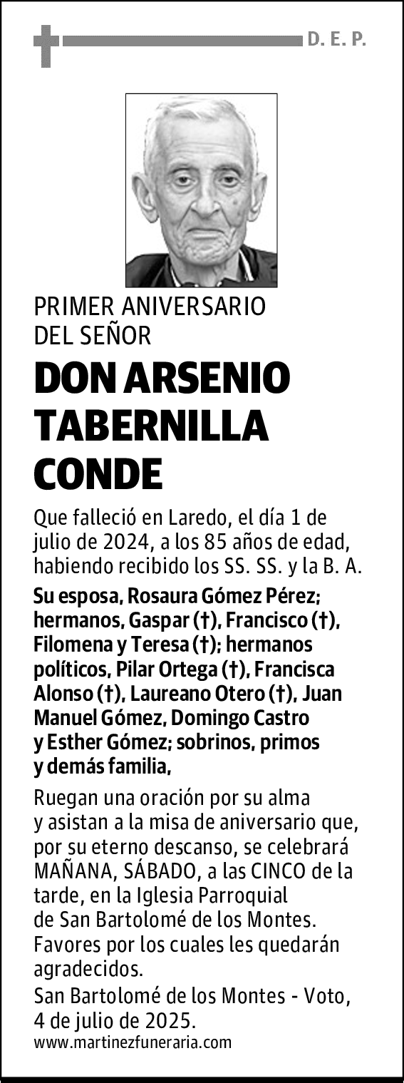 DON ARSENIO TABERNILLA CONDE