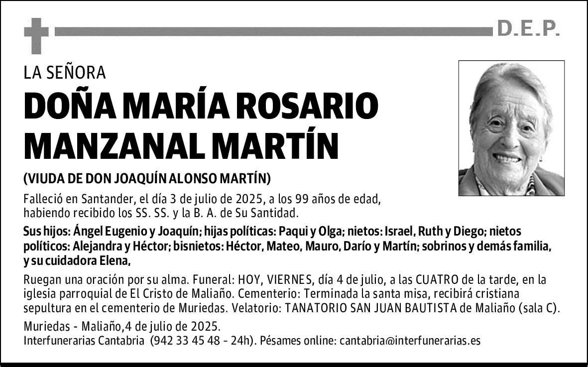 DOÑA MARÍA ROSARIO MANZANAL MARTÍN