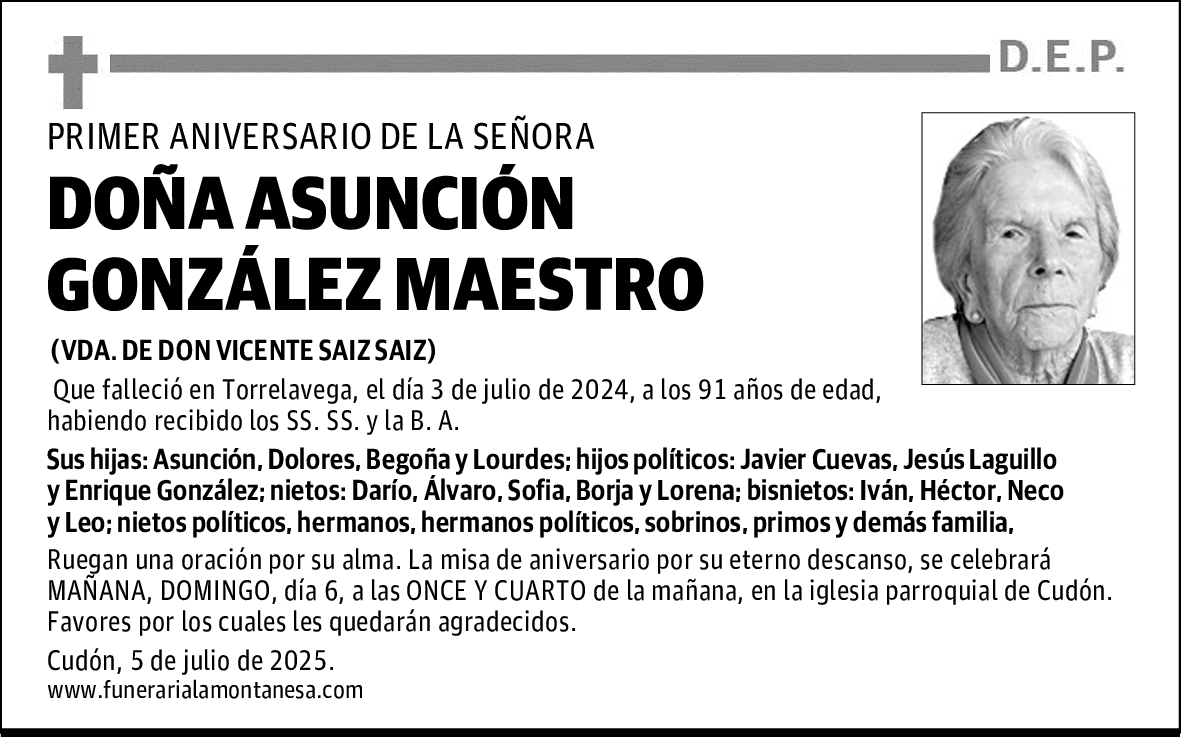DOÑA ASUNCIÓN GONZÁLEZ MAESTRO