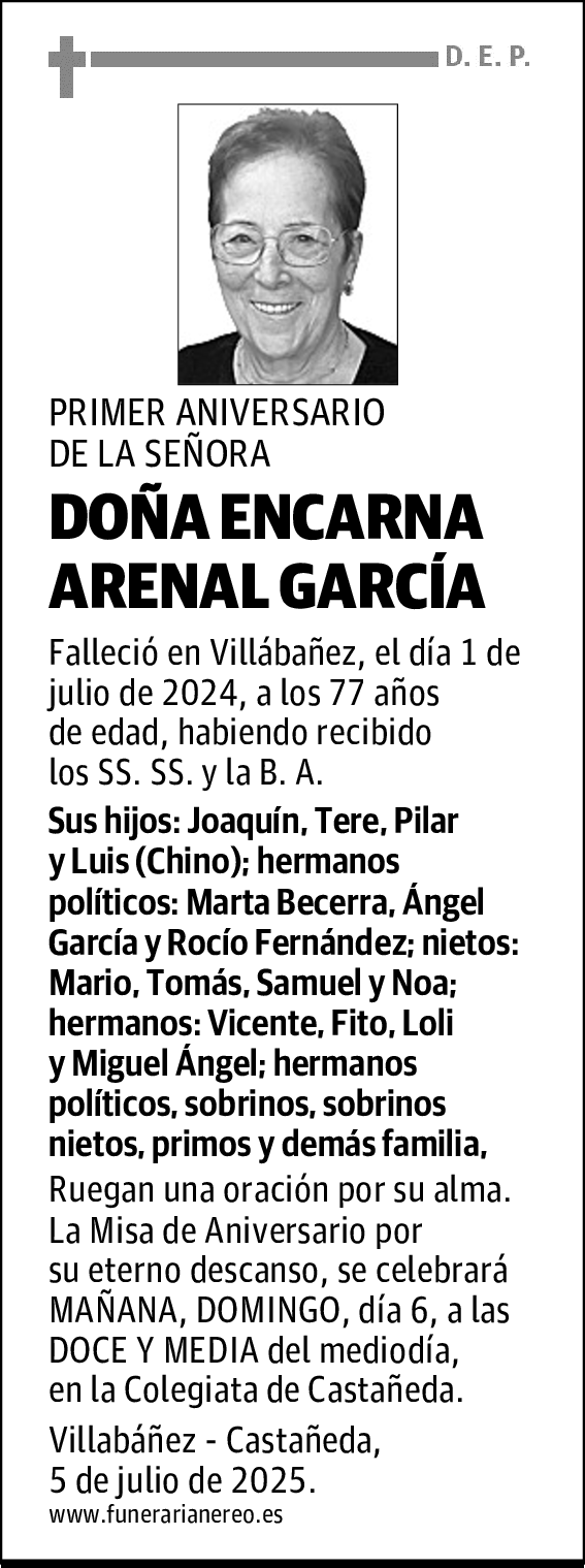 DOÑA ENCARNA ARENAL GARCÍA