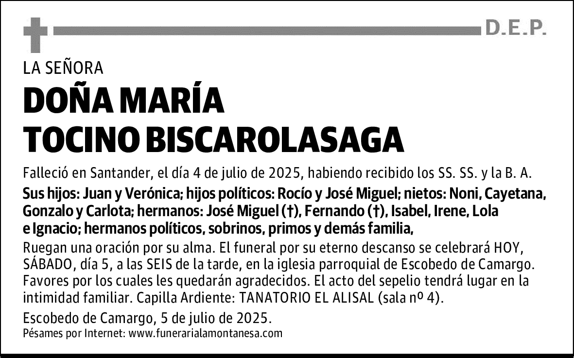 DOÑA MARÍA TOCINO BISCAROLASAGA
