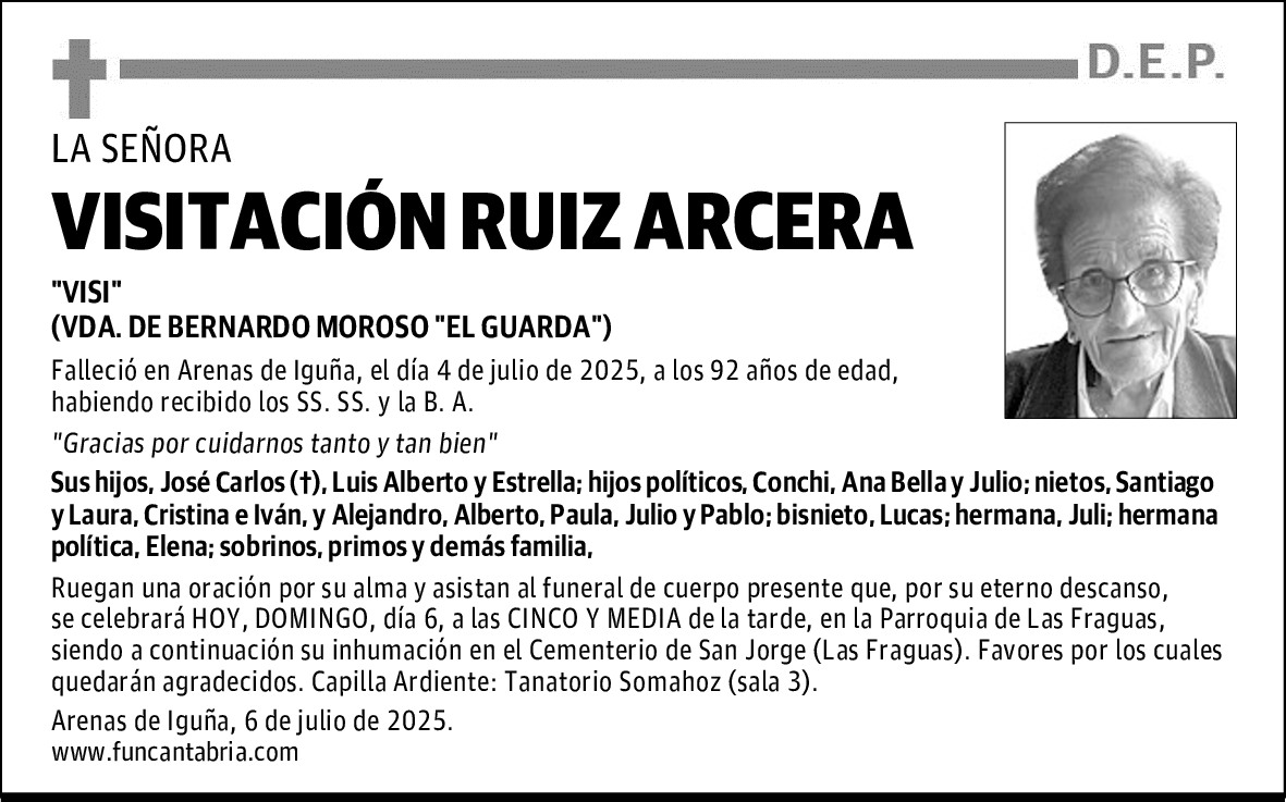 VISITACIÓN RUIZ ARCERA