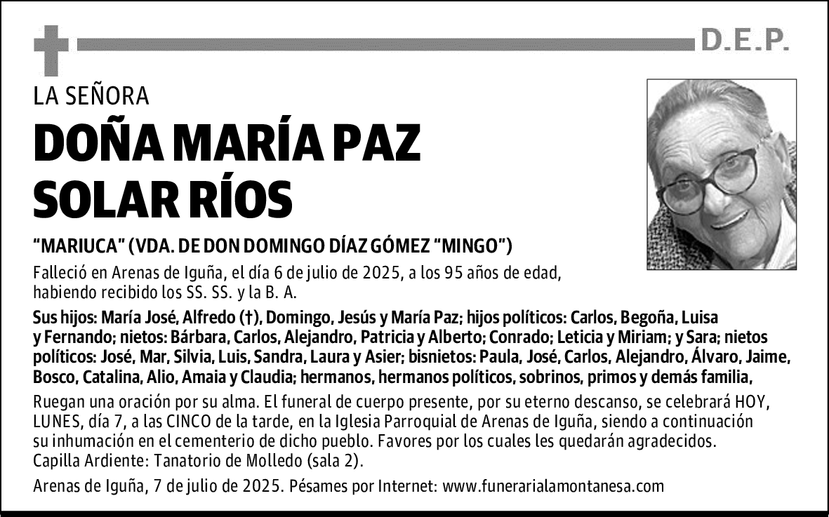DOÑA MARÍA PAZ SOLAR RÍOS