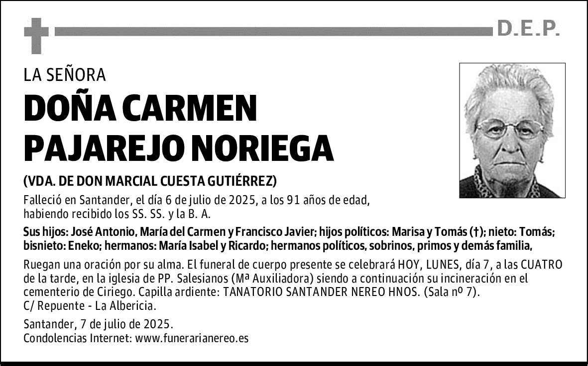 DOÑA CARMEN PAJAREJO NORIEGA