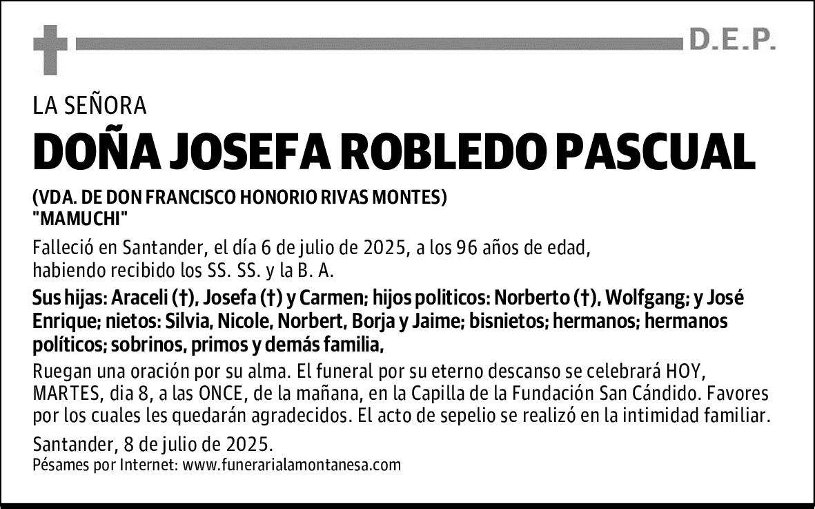 DOÑA JOSEFA ROBLEDO PASCUAL