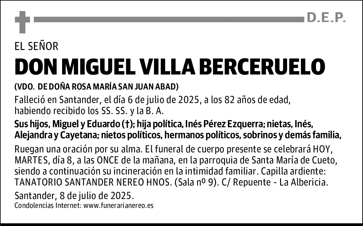 DON MIGUEL VILLA BERCERUELO