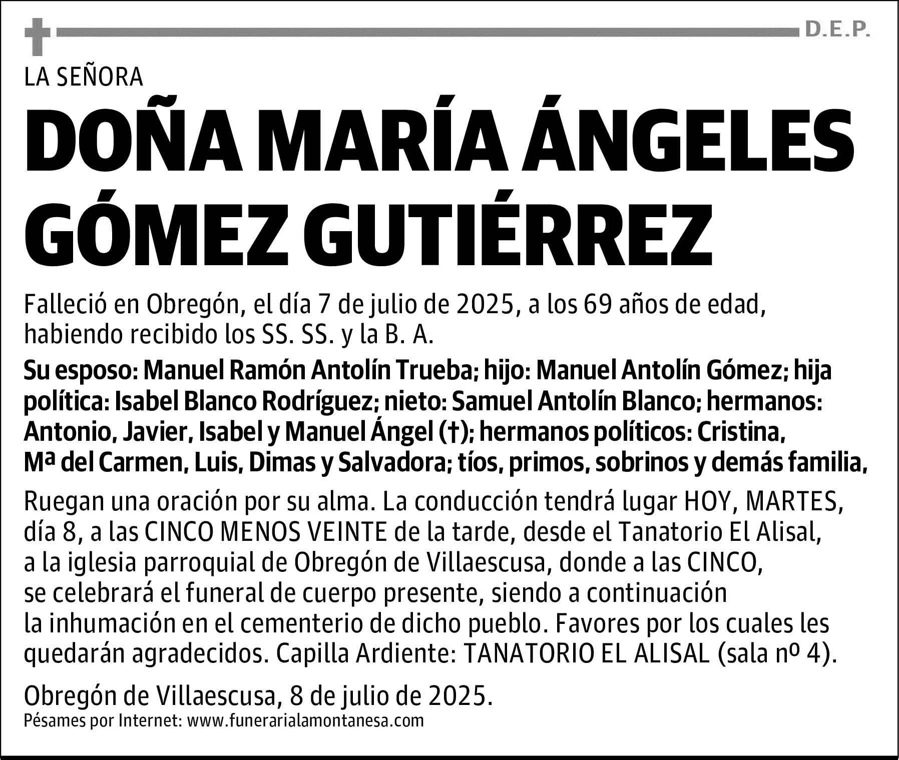 DOÑA MARÍA ÁNGELES GÓMEZ GUTIÉRREZ