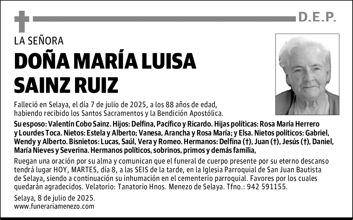 DOÑA MARÍA LUISA SAINZ RUIZ