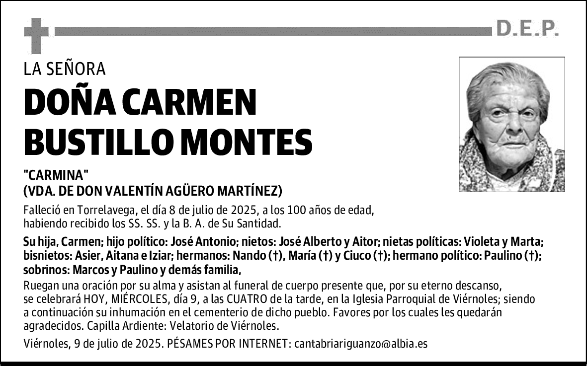 DOÑA CARMEN BUSTILLO MONTES
