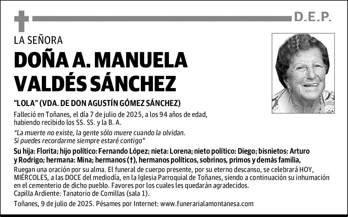 DOÑA A. MANUELA VALDÉS SÁNCHEZ