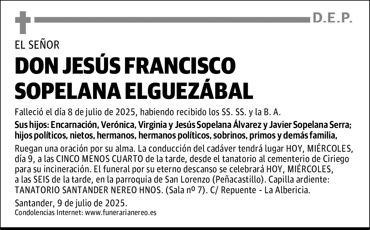 DON JESÚS FRANCISCO SOPELANA ELGUEZÁBAL
