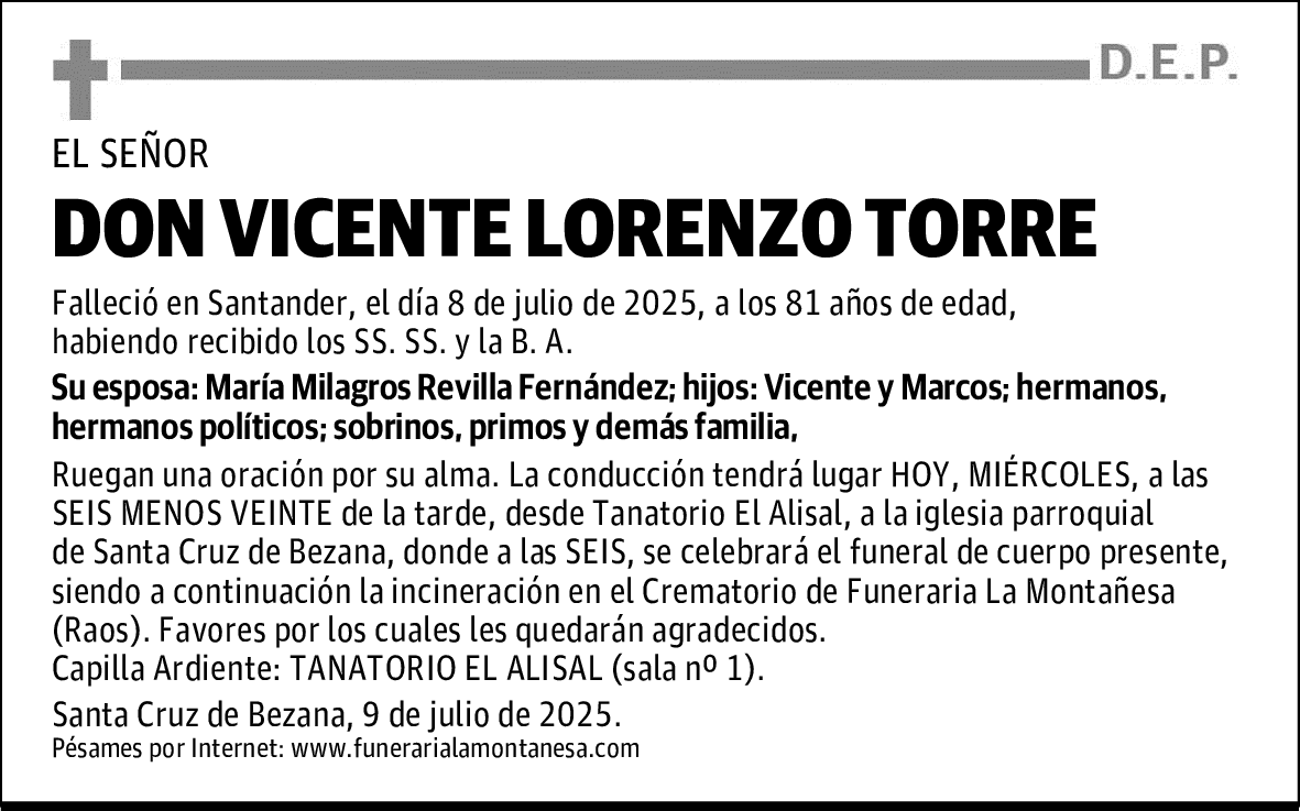 DON VICENTE LORENZO TORRE