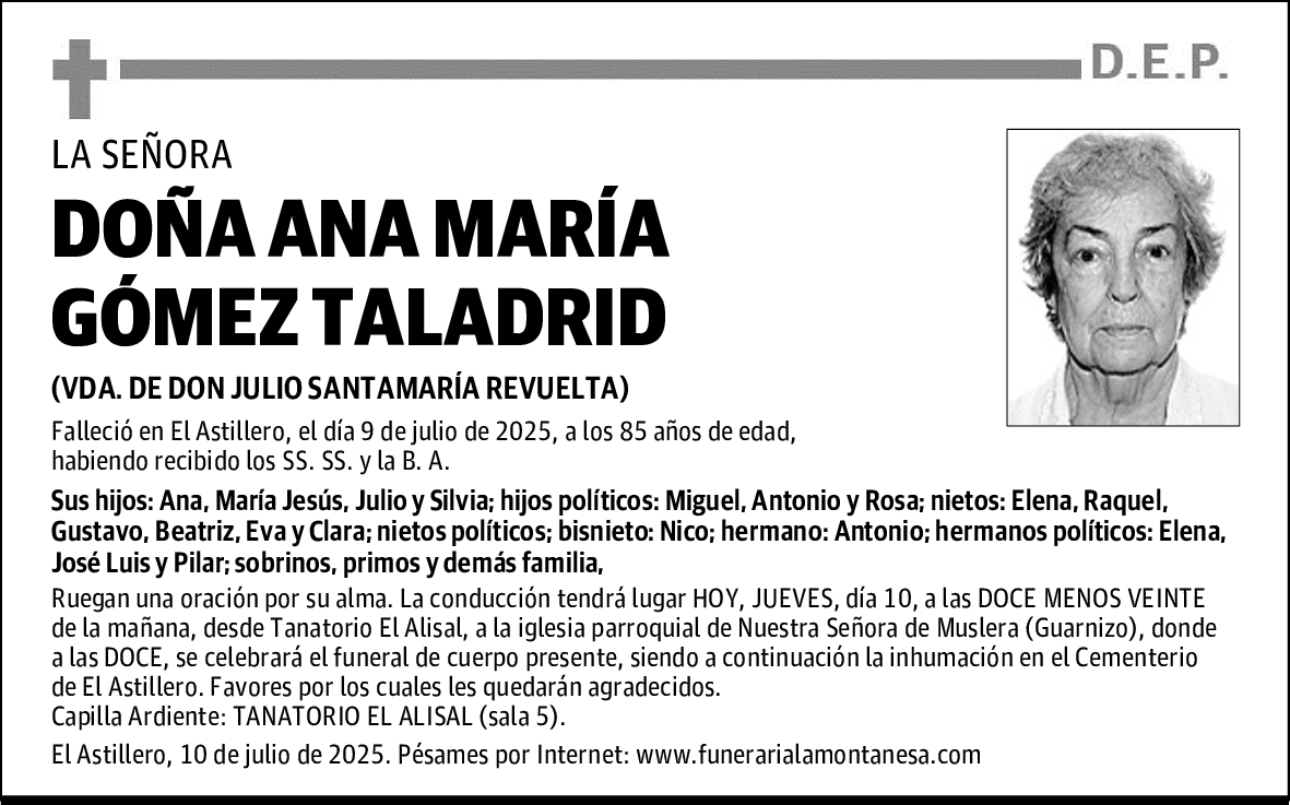 DOÑA ANA MARÍA GÓMEZ TALADRID