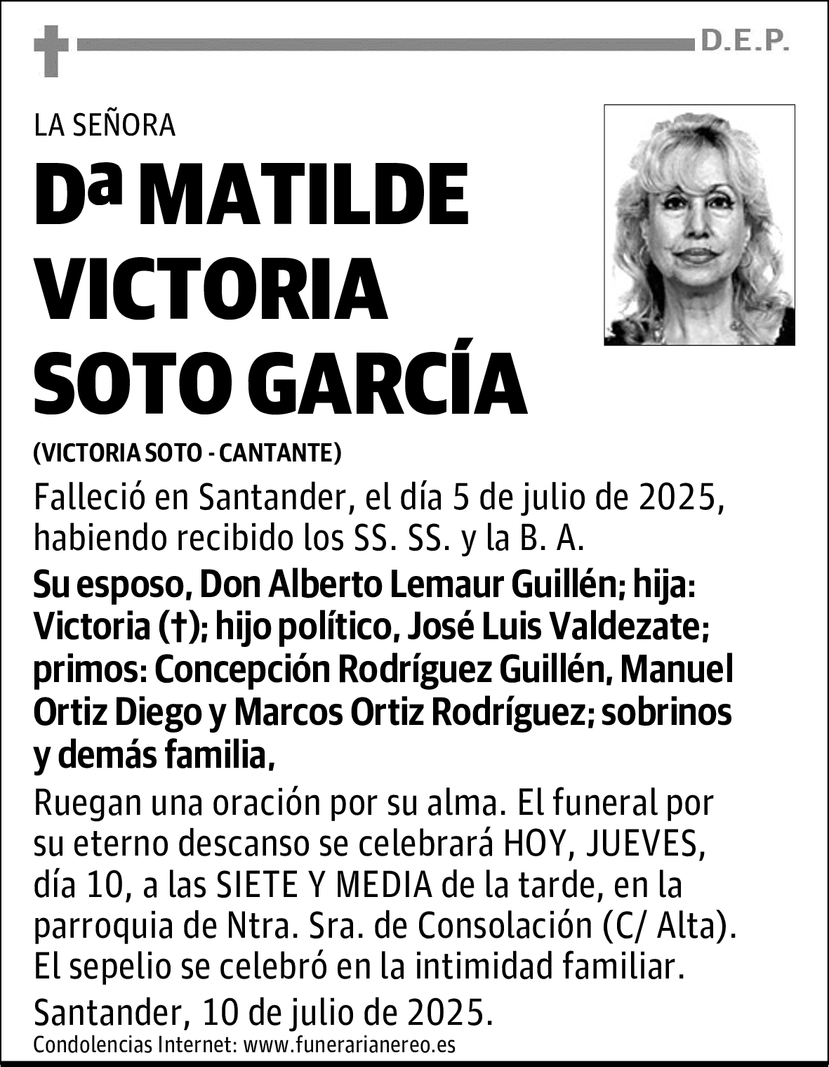 DOÑA MATILDE VICTORIA SOTO GARCÍA
