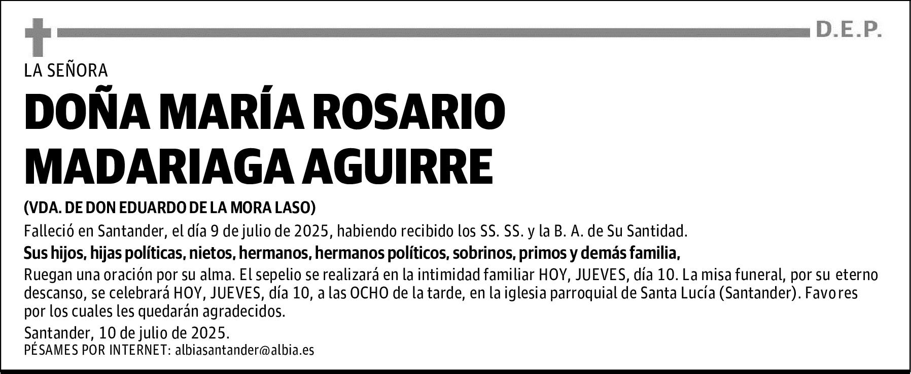 DOÑA MARÍA ROSARIO MADARIAGA AGUIRRE