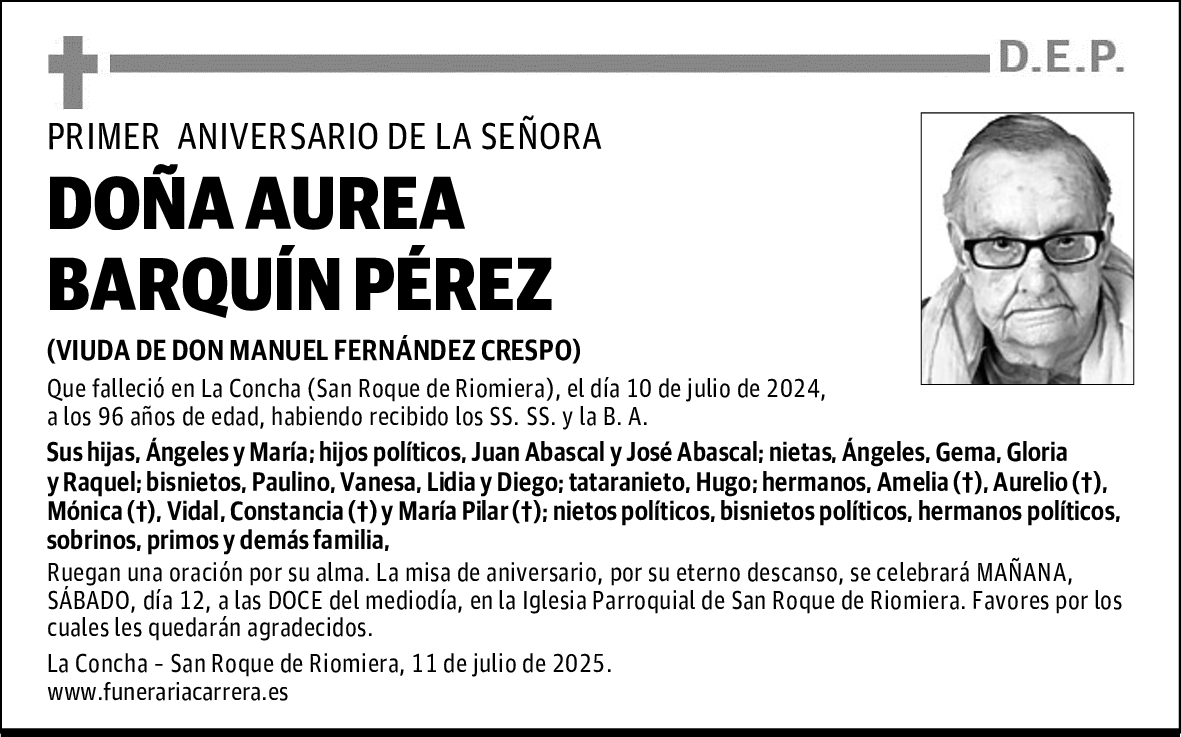 DOÑA AUREA BARQUÍN PÉREZ