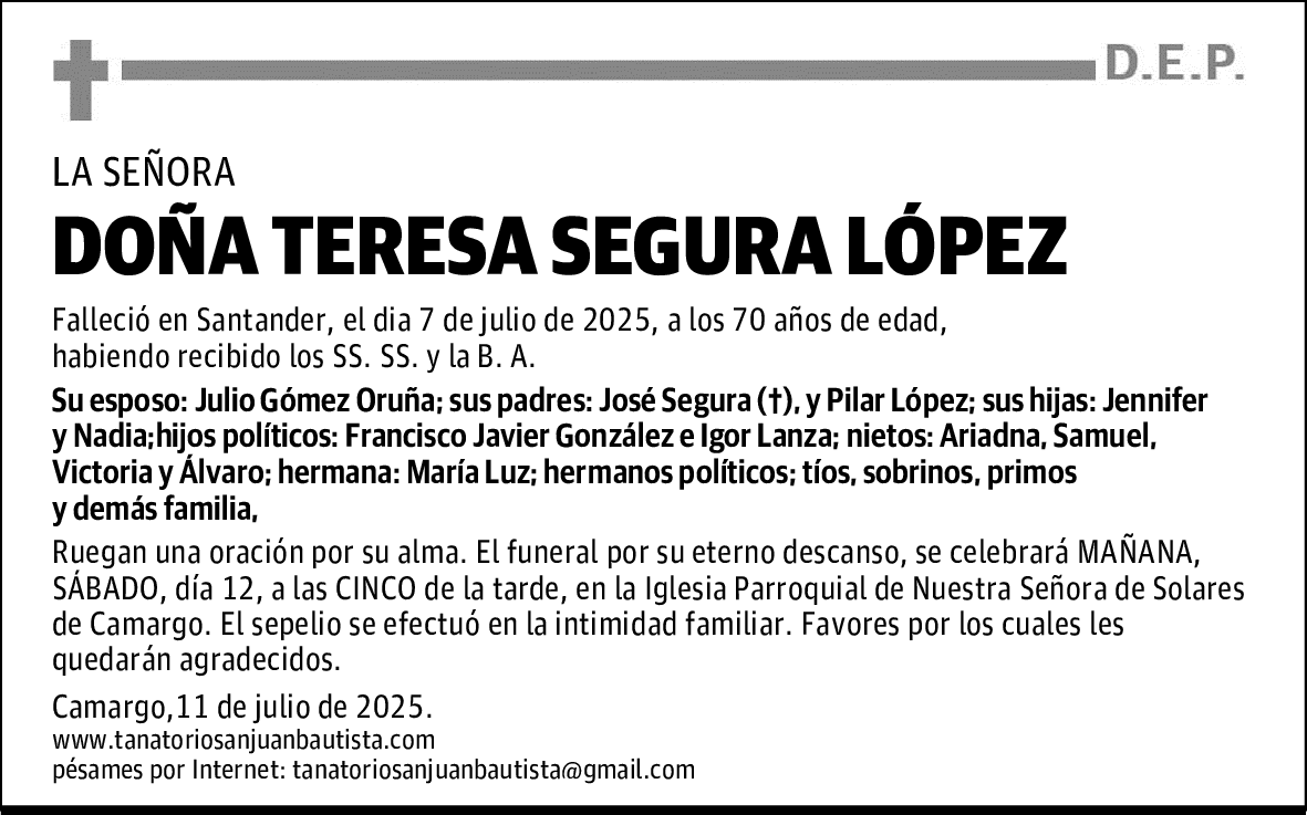 DOÑA TERESA SEGURA LÓPEZ