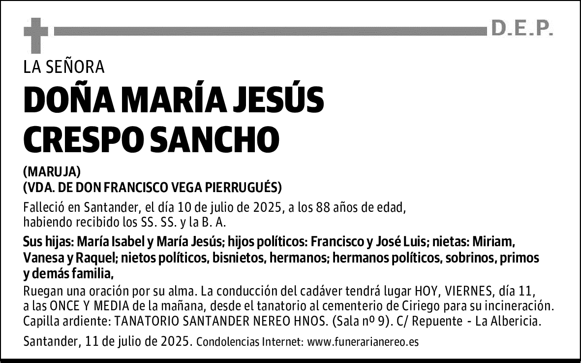DOÑA MARÍA JESÚS CRESPO SANCHO
