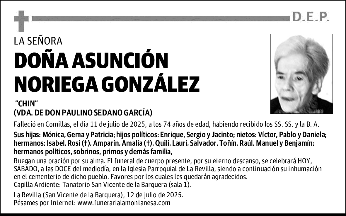 DOÑA ASUNCIÓN NORIEGA GONZÁLEZ
