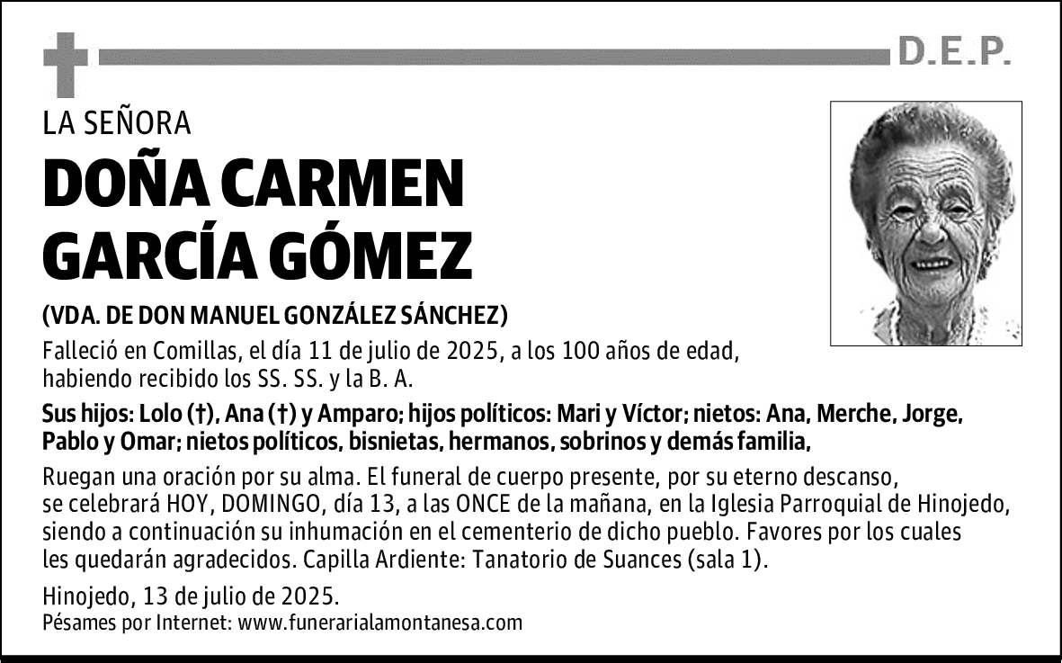 DOÑA CARMEN GARCÍA GÓMEZ