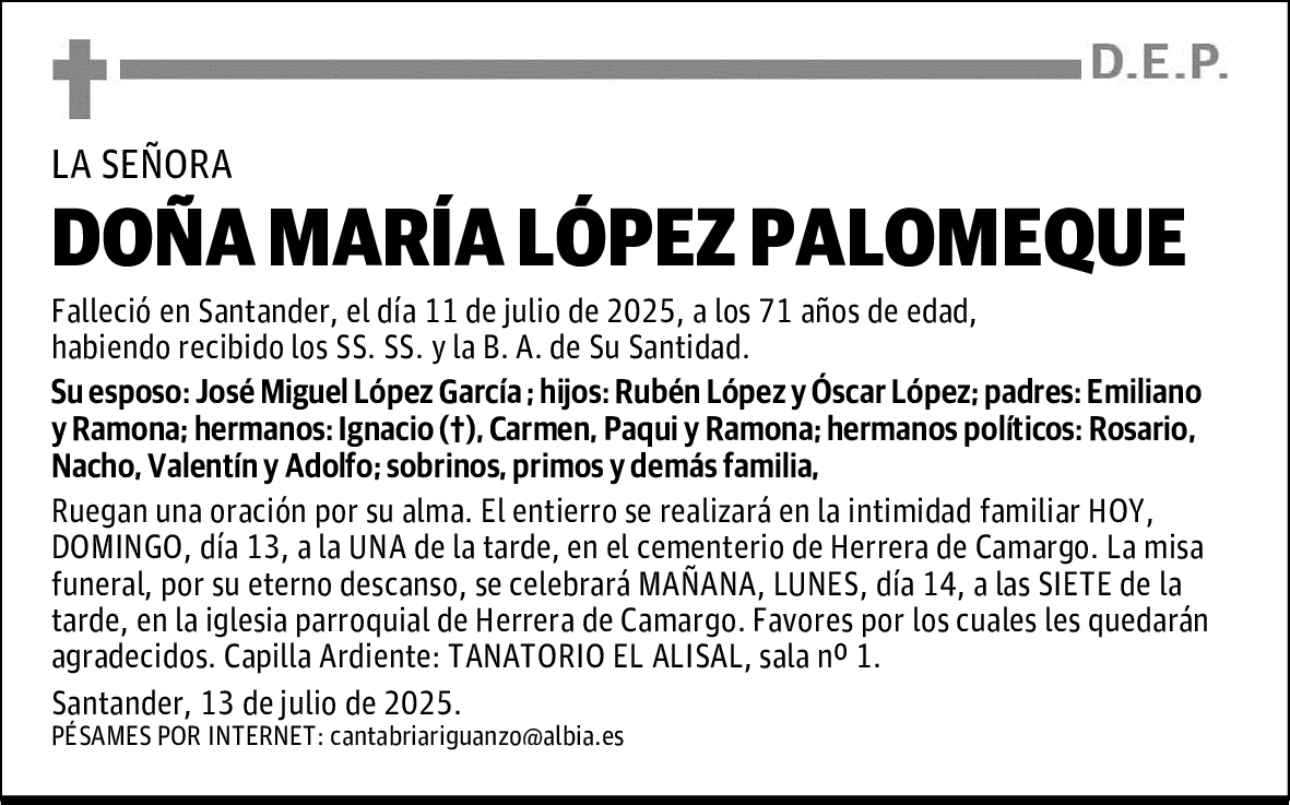 DOÑA MARÍA LÓPEZ PALOMEQUE