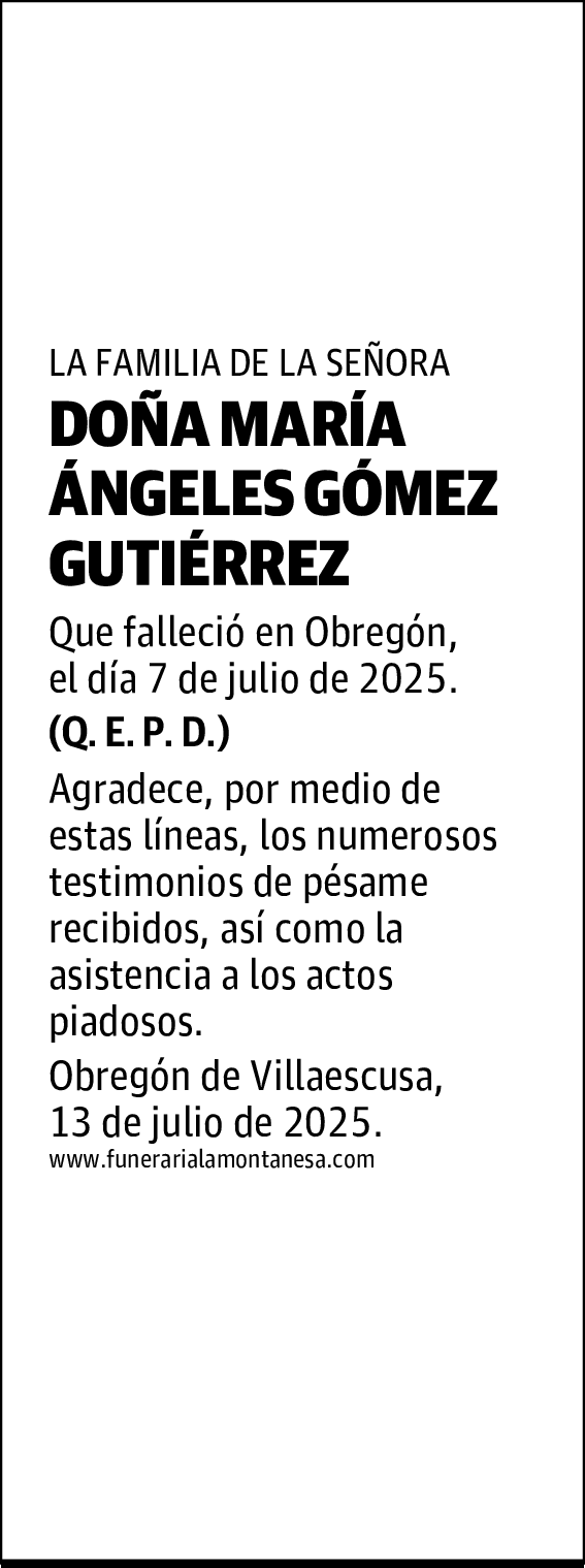 DOÑA MARÍA ÁNGELES GÓMEZ GUTIÉRREZ
