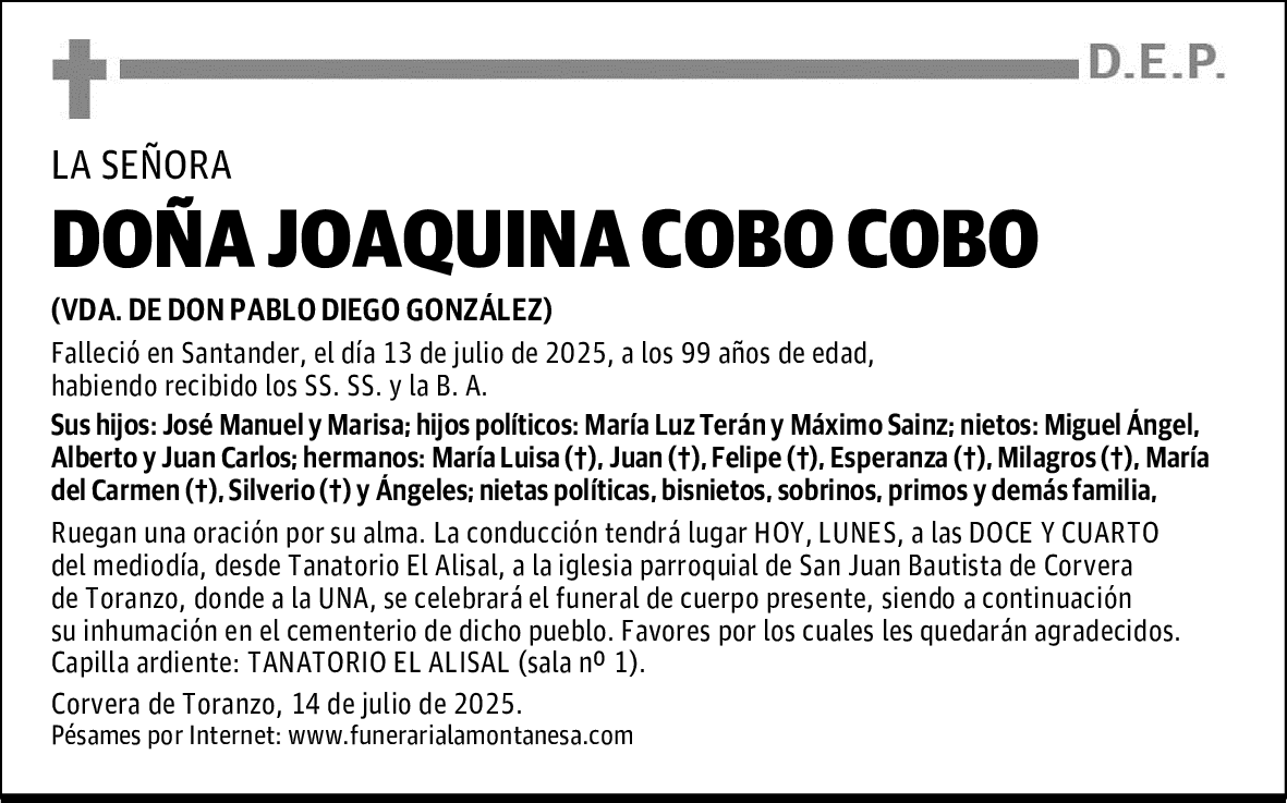 DOÑA JOAQUINA COBO COBO