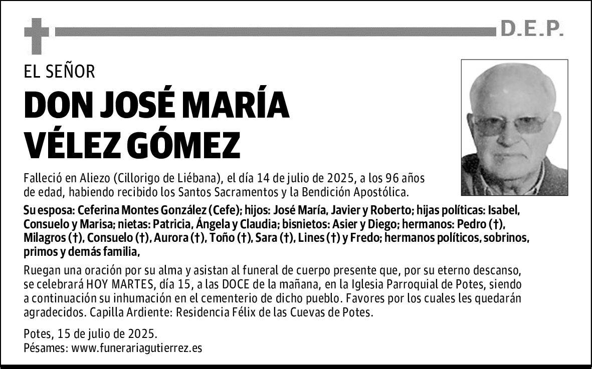 DON JOSÉ MARÍA VÉLEZ GÓMEZ
