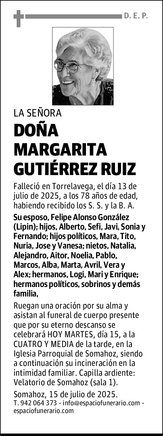 DOÑA MARGARITA GUTIÉRREZ RUIZ