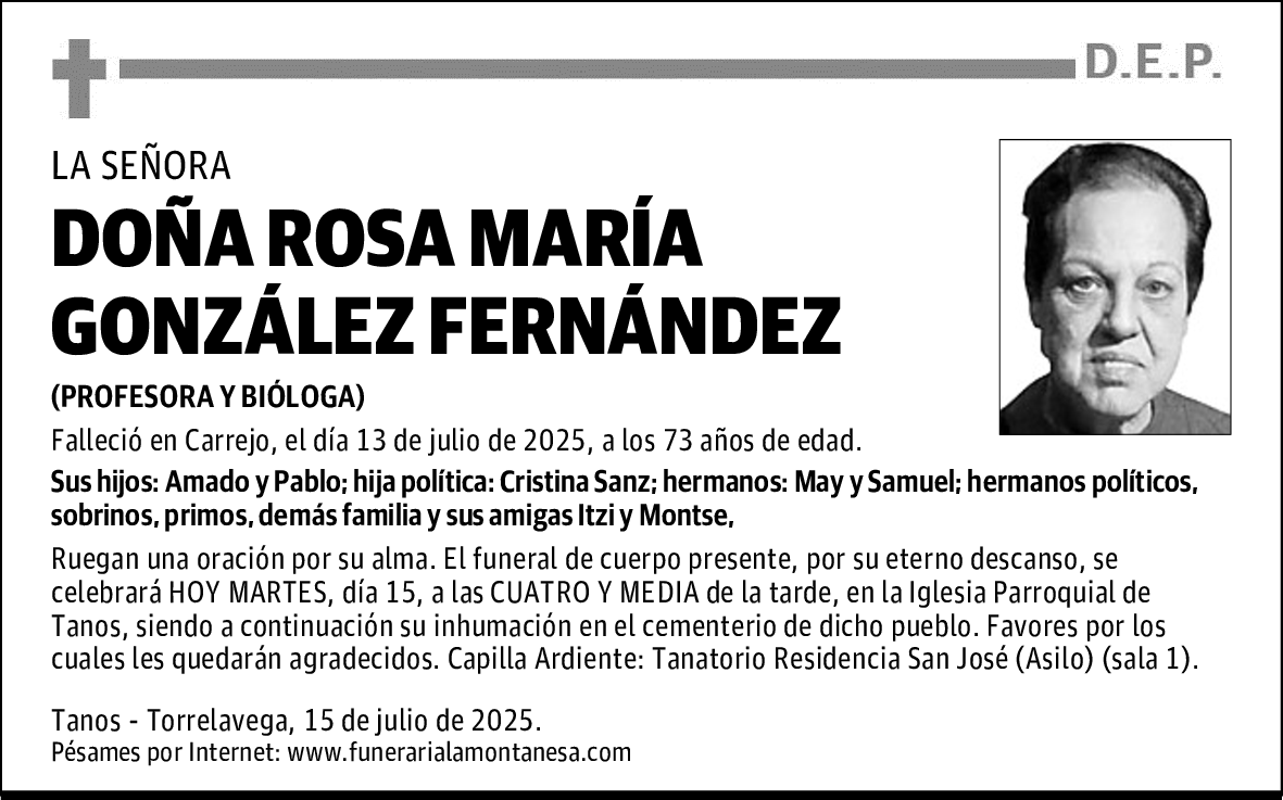 DOÑA ROSA MARÍA GONZÁLEZ FERNÁNDEZ