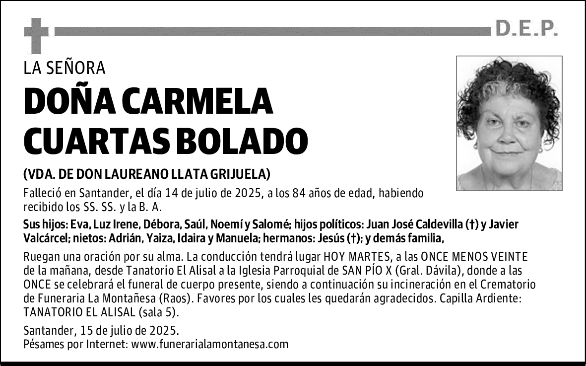 DOÑA CARMELA CUARTAS BOLADO