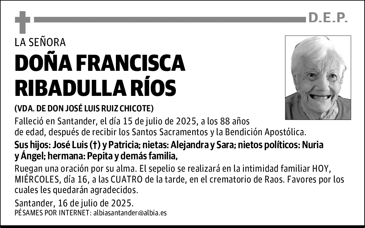 DOÑA FRANCISCA RIBADULLA RÍOS