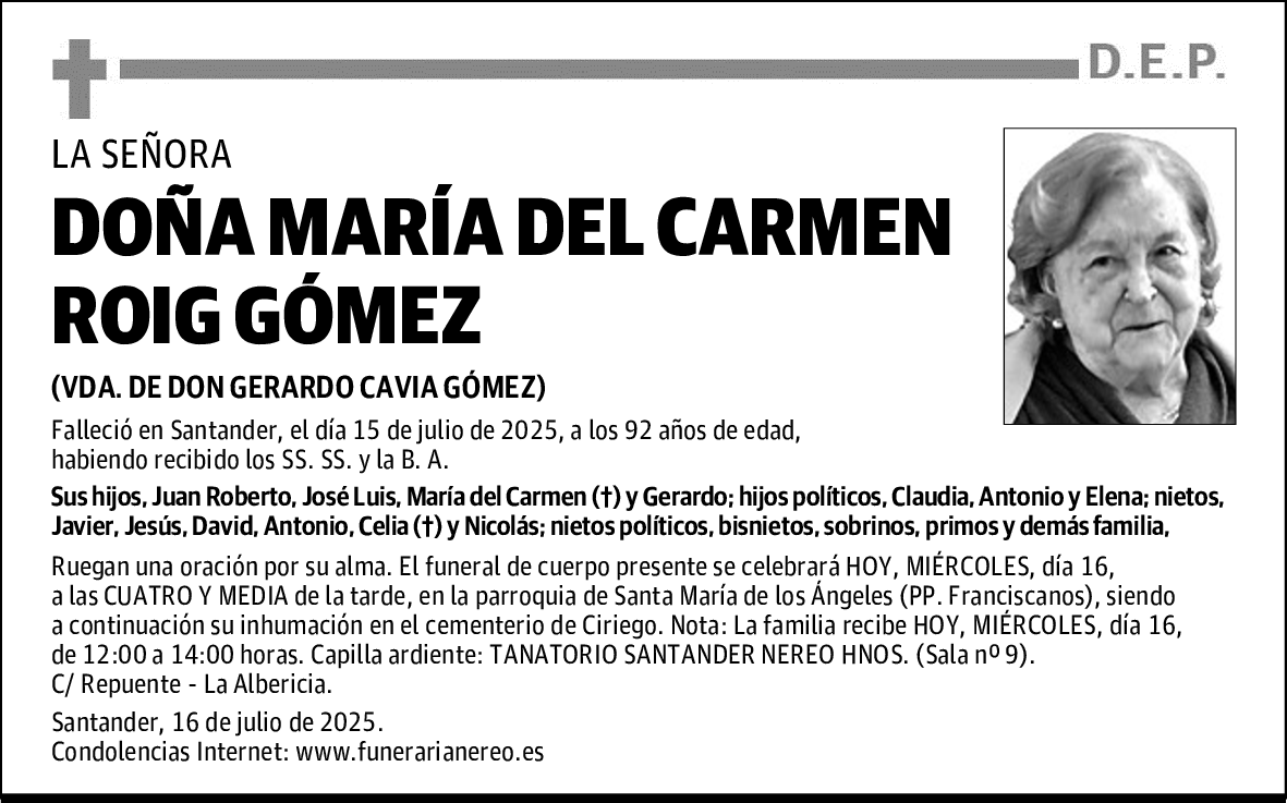 DOÑA MARÍA DEL CARMEN ROIG GÓMEZ