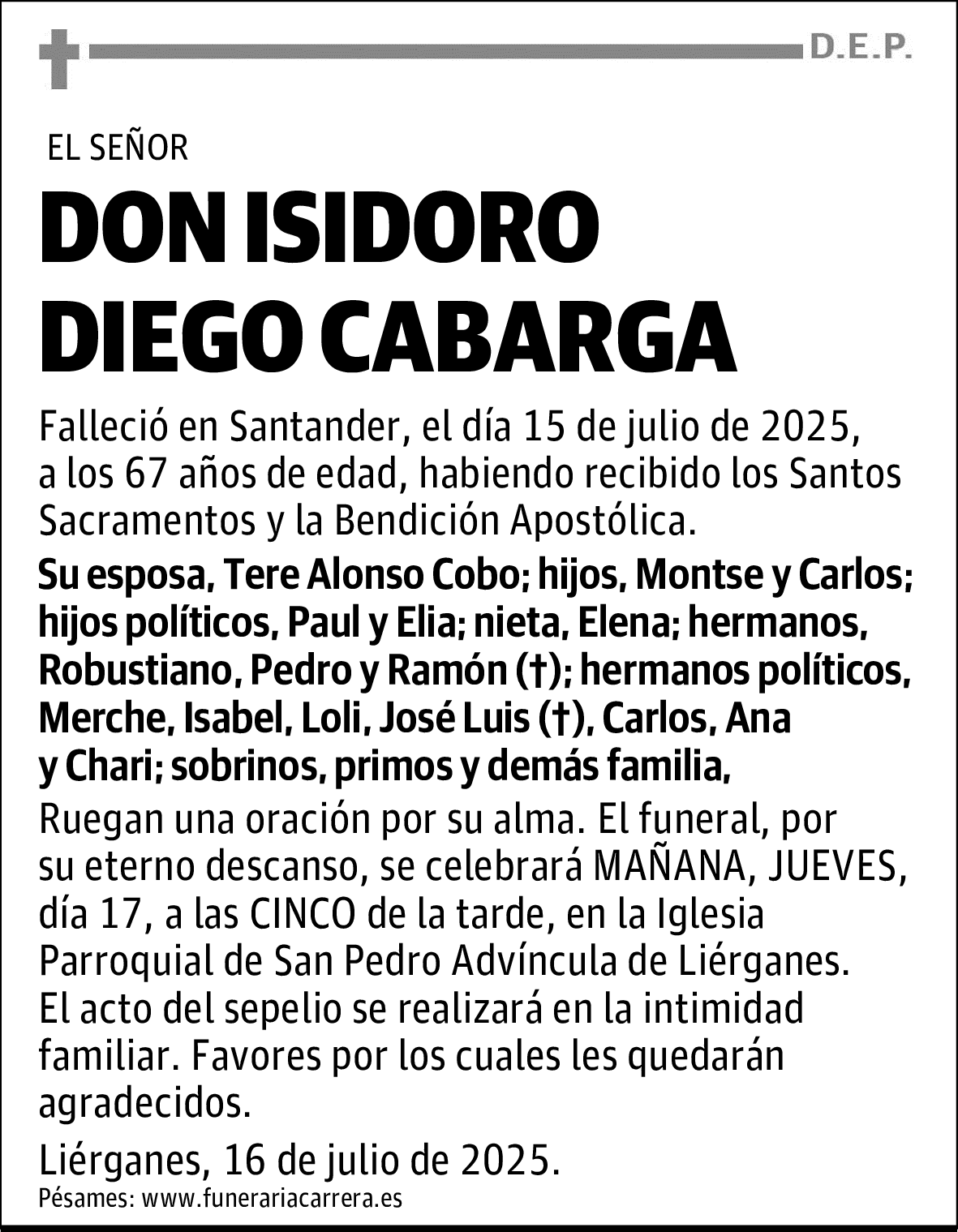 DON ISIDORO DIEGO CABARGA