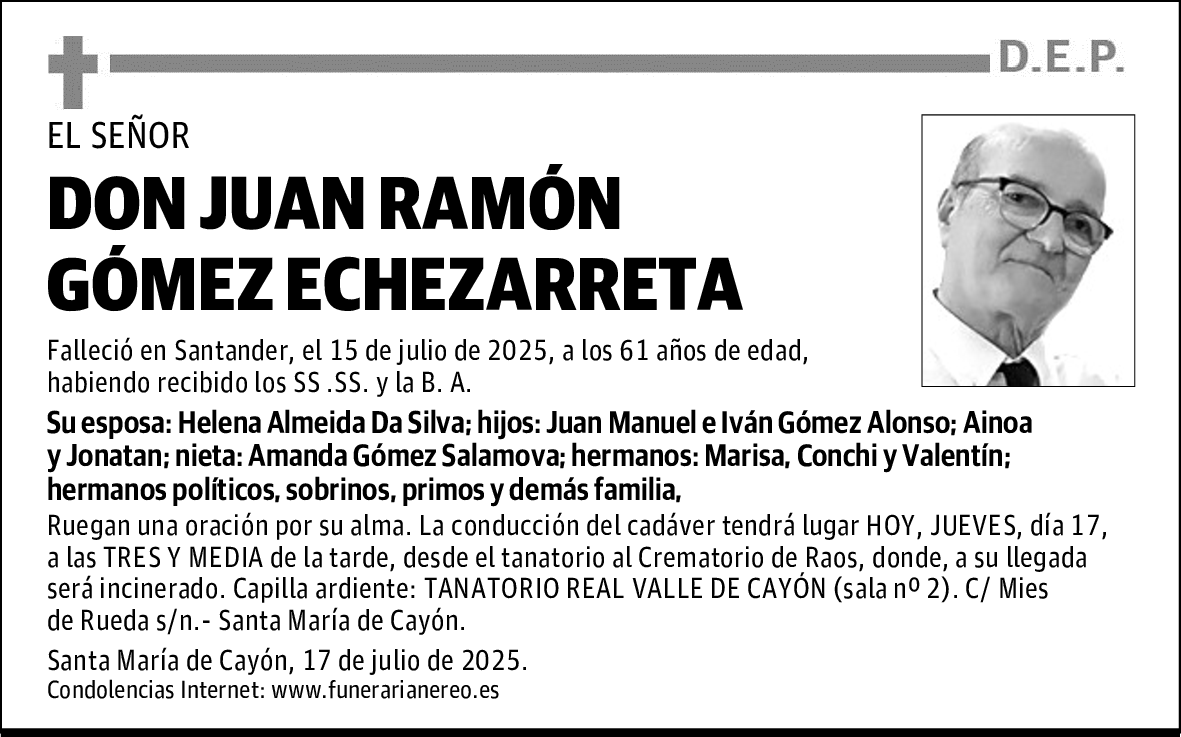 DON JUAN RAMÓN GÓMEZ ECHEZARRETA