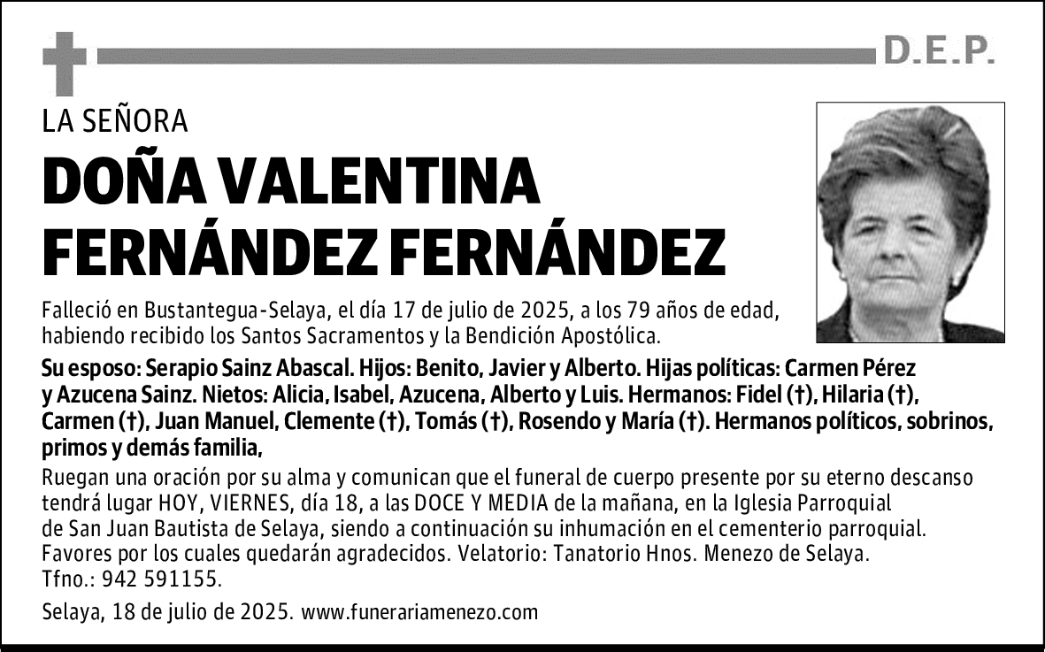 DOÑA VALENTINA FERNÁNDEZ FERNÁNDEZ