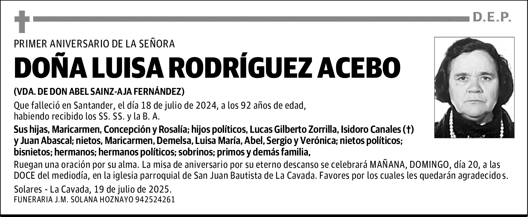DOÑA LUISA RODRÍGUEZ ACEBO