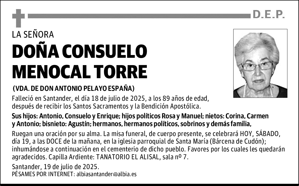 DOÑA CONSUELO MENOCAL TORRE
