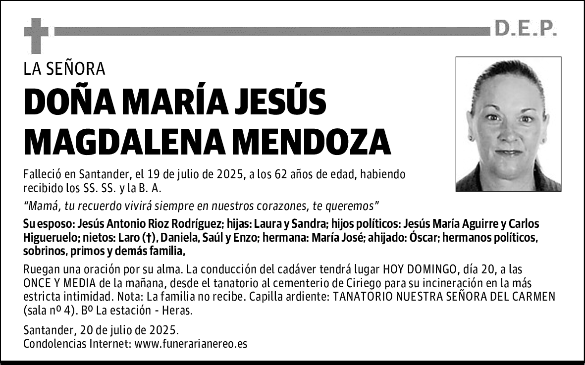 DOÑA MARÍA JESÚS MAGDALENA MENDOZA