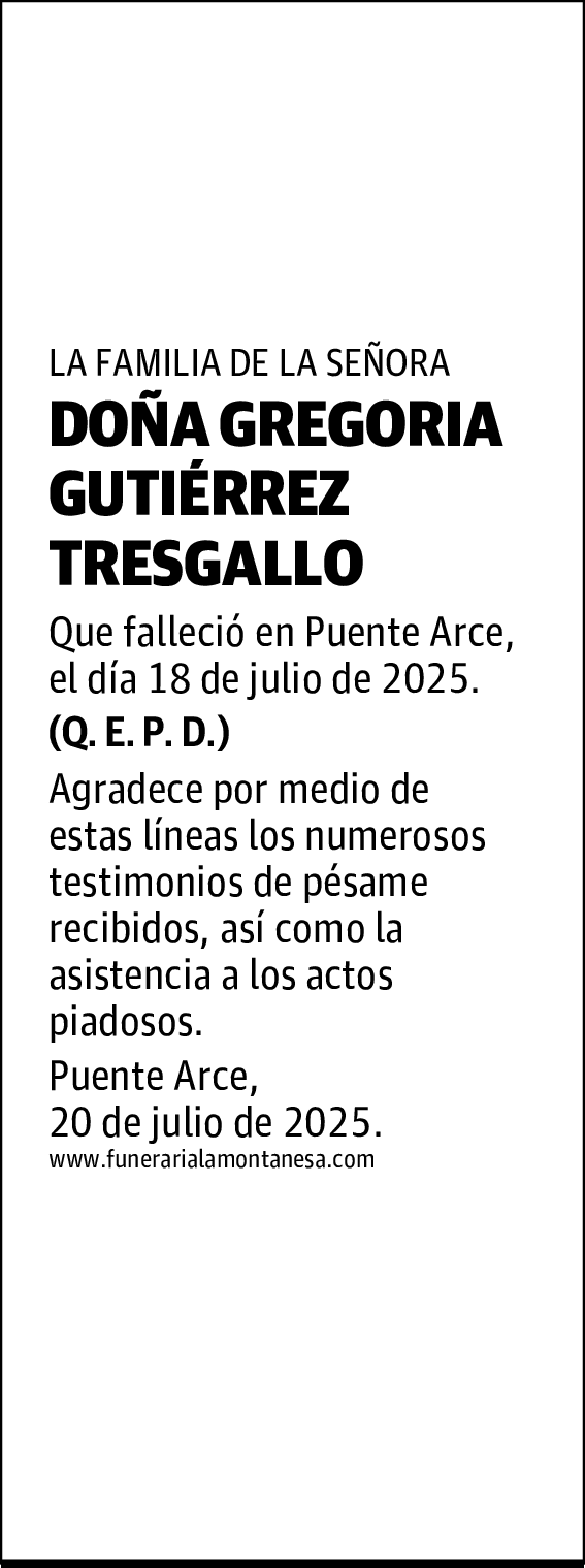 DOÑA GREGORIA GUTIÉRREZ TRESGALLO