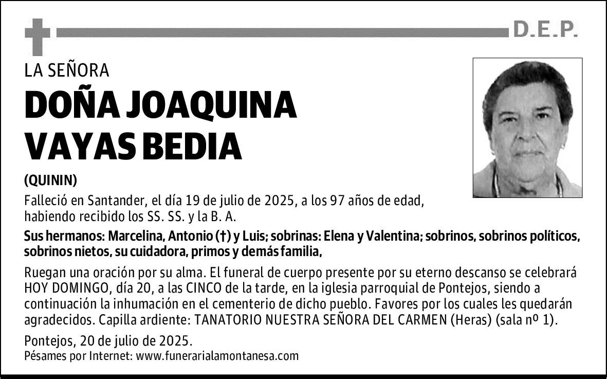 DOÑA JOAQUINA VAYAS BEDIA