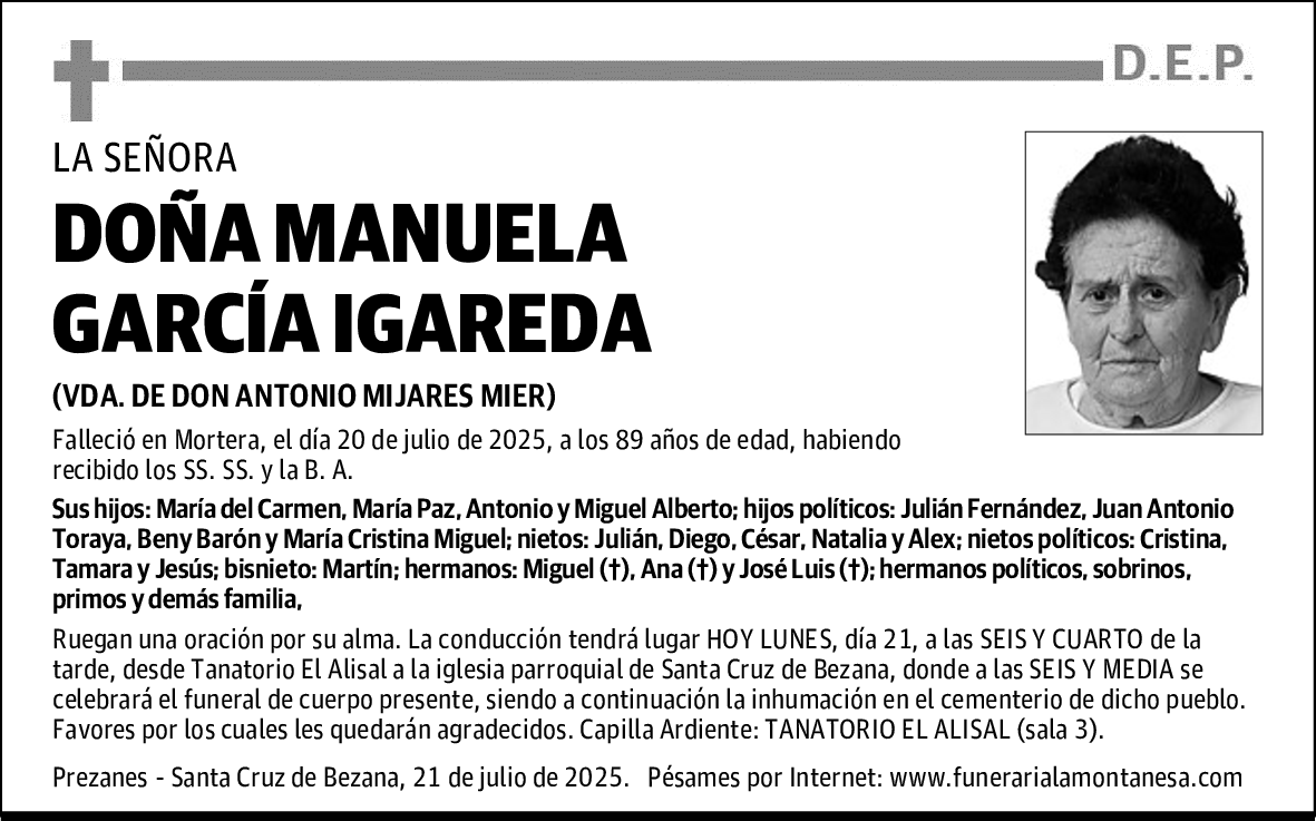 DOÑA MANUELA GARCÍA IGAREDA