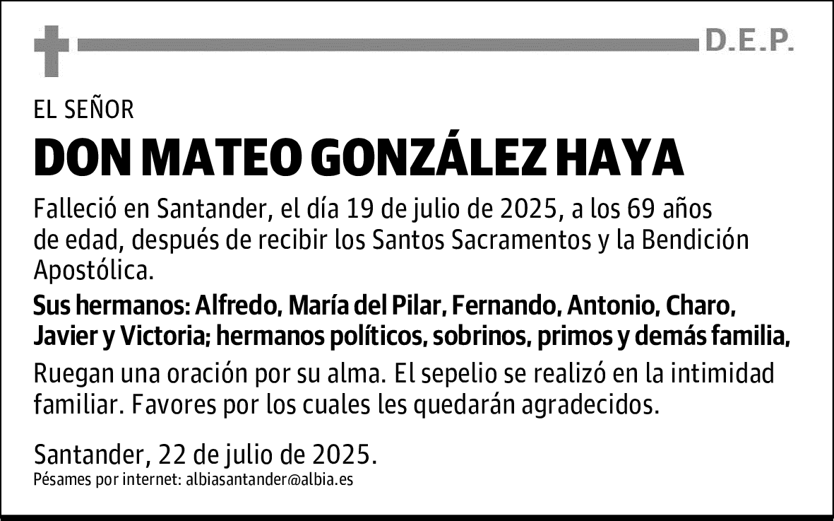 DON MATEO GONZÁLEZ HAYA
