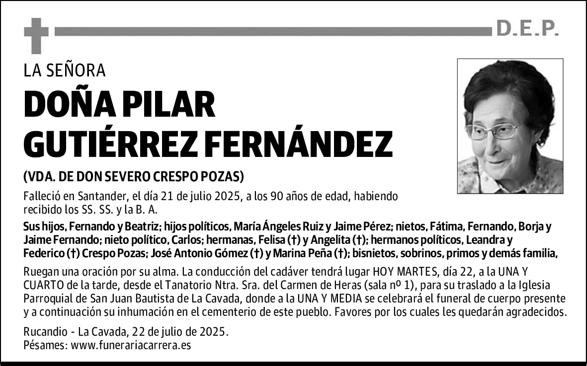 DOÑA PILAR GUTIÉRREZ FERNÁNDEZ