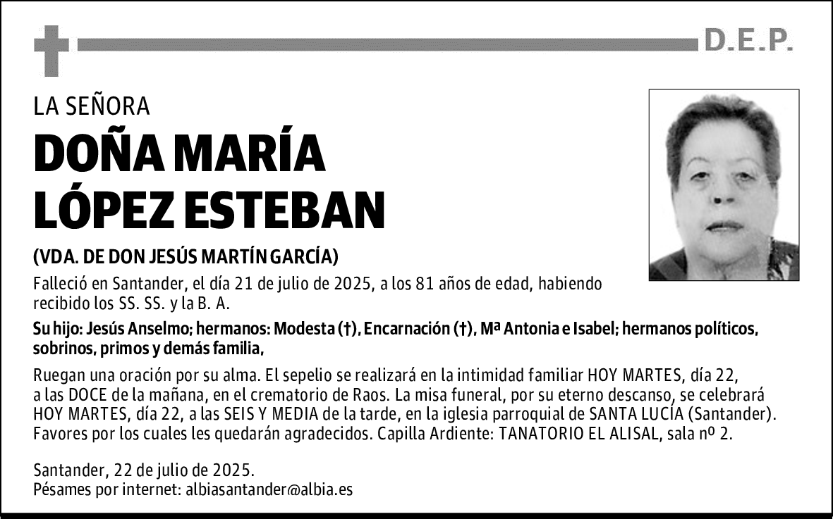 DOÑA MARÍA LÓPEZ ESTEBAN