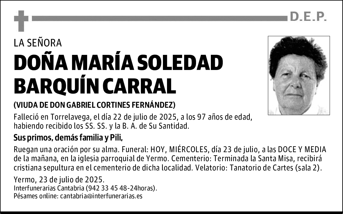 DOÑA MARÍA SOLEDAD BARQUÍN CARRAL