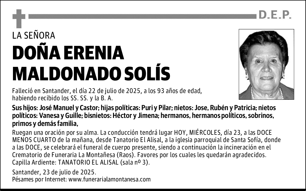 DOÑA ERENIA MALDONADO SOLÍS