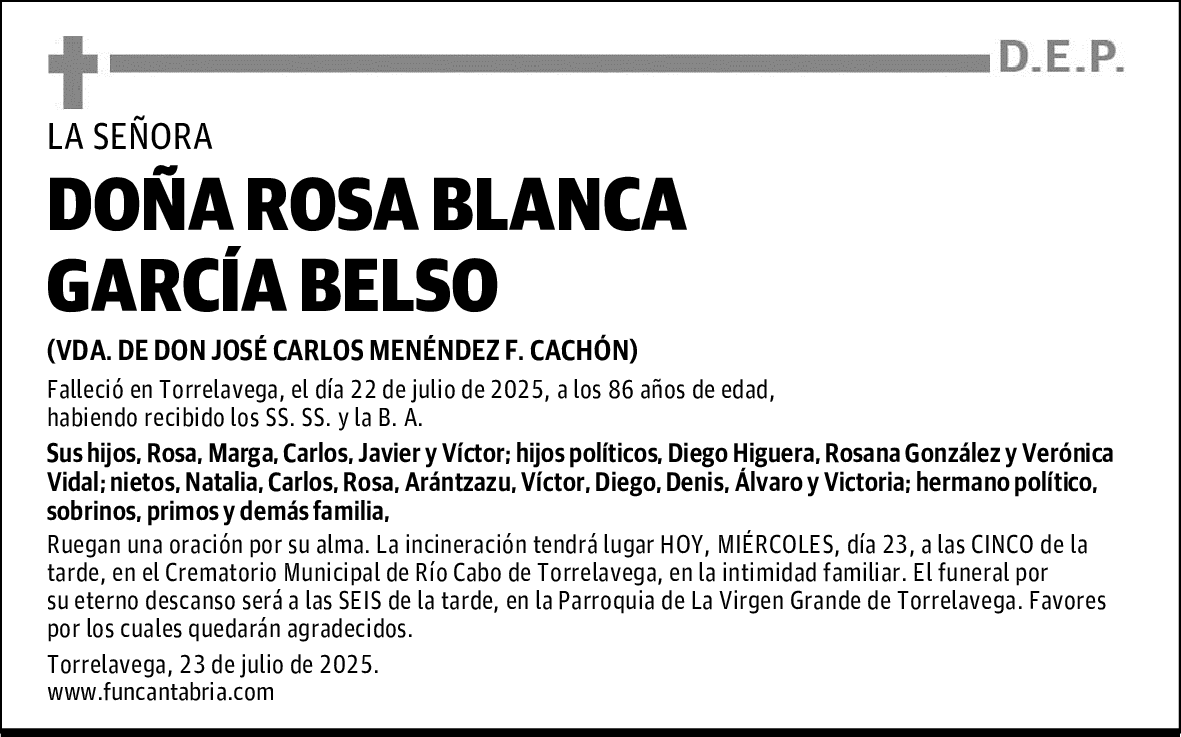 DOÑA ROSA BLANCA GARCÍA BELSO