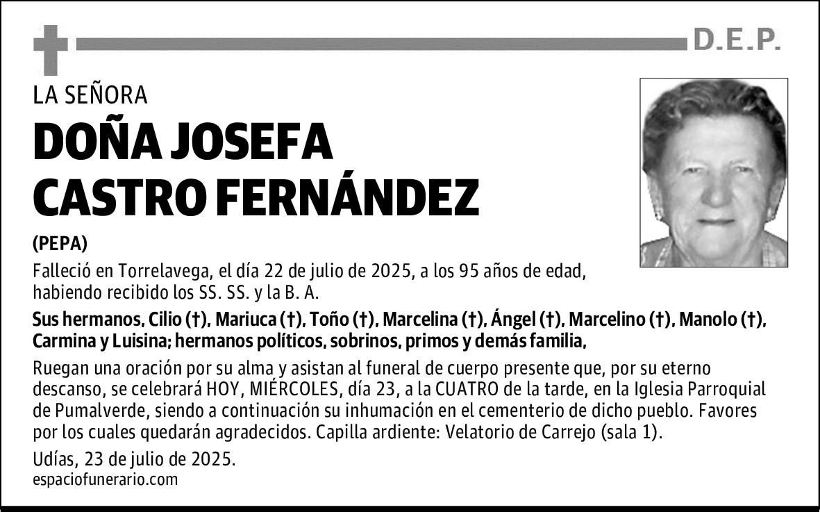 DOÑA JOSEFA CASTRO FERNÁNDEZ