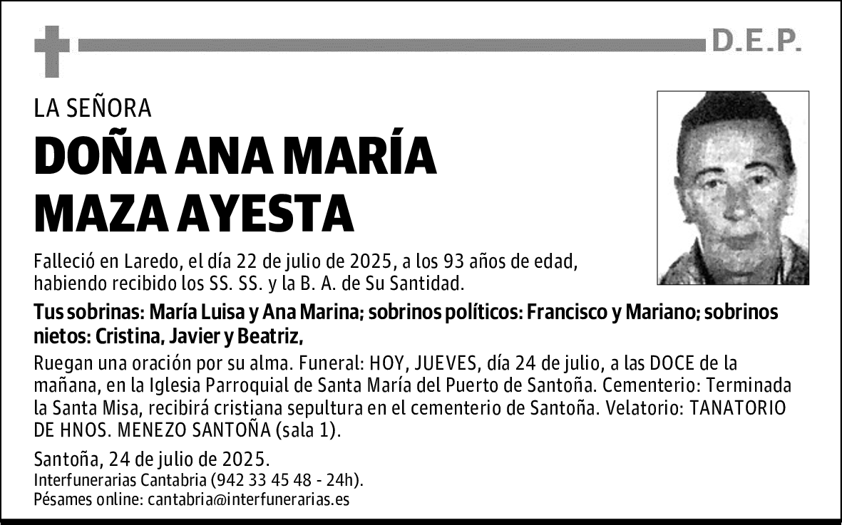 DOÑA ANA MARÍA MAZA AYESTA